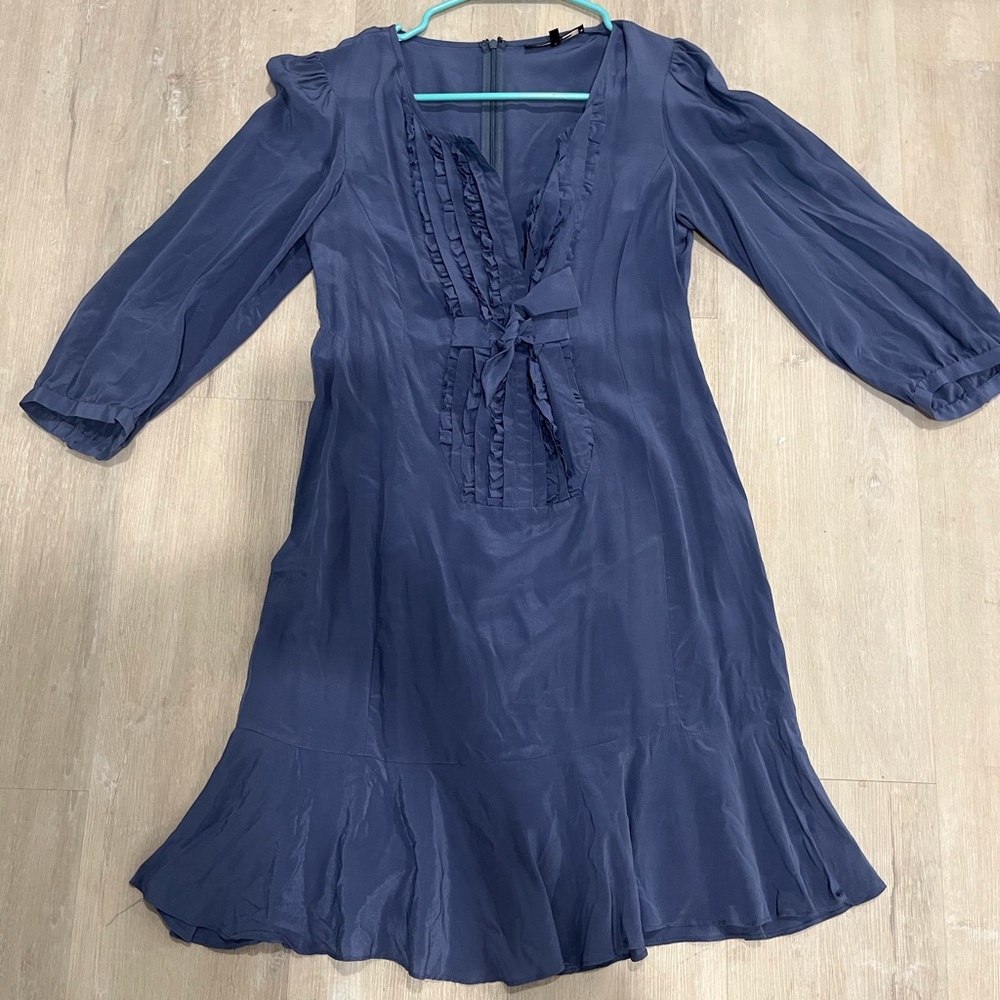 Nanette Lepore Blue Ruffled Tiered Silk dress